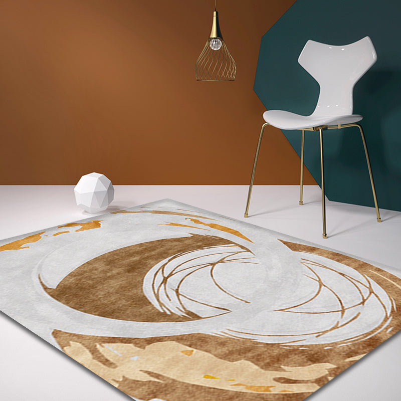 Vivolux | Braunerkreis-Musterteppich Polyester Industrie Teppich Waschbar Rutschfeste Rückseite Haustierfreundlicher Bereichsteppich für das Wohnzimmer
