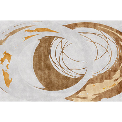 Vivolux | Braunerkreis-Musterteppich Polyester Industrie Teppich Waschbar Rutschfeste Rückseite Haustierfreundlicher Bereichsteppich für das Wohnzimmer