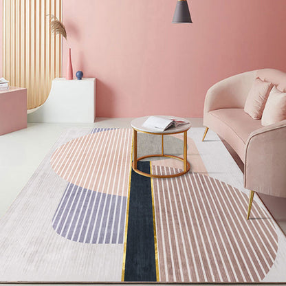 Vivolux | Pastel kleur Scandinavisch tapijt polypropyleen geometrische vormen en lijnen tapijt met anti-slip achterkant tapijt voor thuis