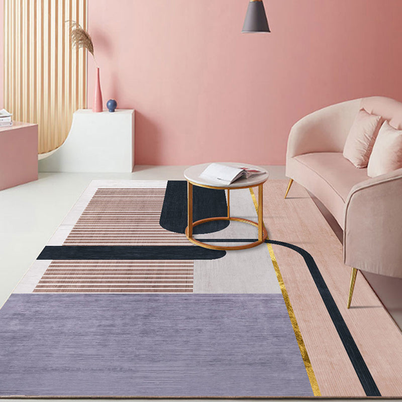 Vivolux | Pastel kleur Scandinavisch tapijt polypropyleen geometrische vormen en lijnen tapijt met anti-slip achterkant tapijt voor thuis