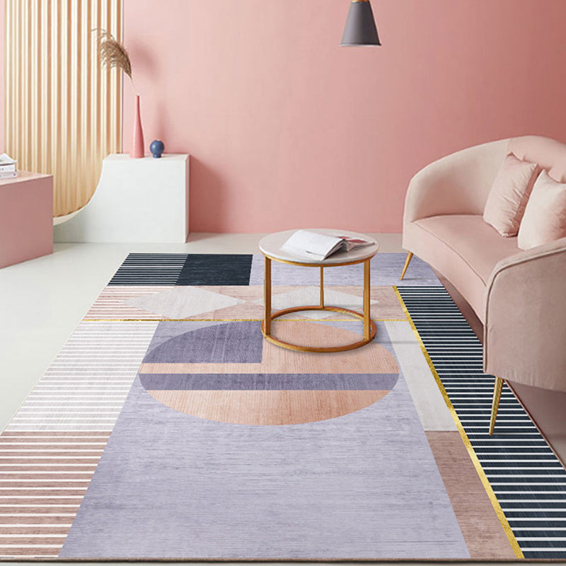 Vivolux | Pastel kleur Scandinavisch tapijt polypropyleen geometrische vormen en lijnen tapijt met anti-slip achterkant tapijt voor thuis