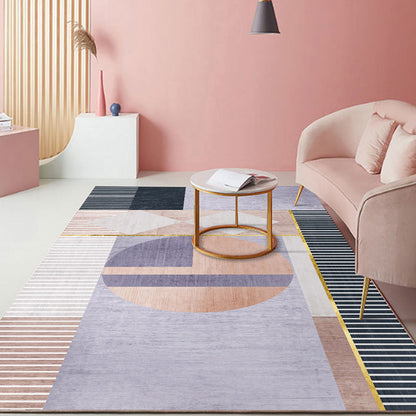 Vivolux | Pastel kleur Scandinavisch tapijt polypropyleen geometrische vormen en lijnen tapijt met anti-slip achterkant tapijt voor thuis