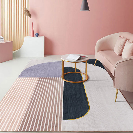 Vivolux | Pastel kleur Scandinavisch tapijt polypropyleen geometrische vormen en lijnen tapijt met anti-slip achterkant tapijt voor thuis