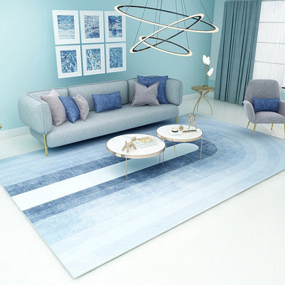 Vivolux | Weicher blauer geometrischer Teppich Polyester Minimalismus Teppich rutschfest haustierfreundlicher Bereichsteppich für das Wohnzimmer