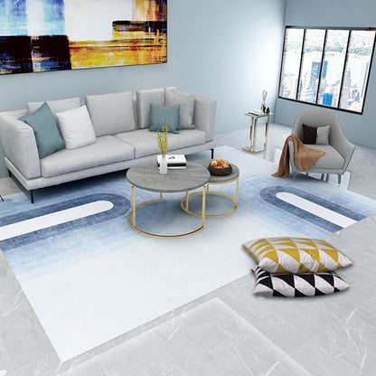 Vivolux | Weicher blauer geometrischer Teppich Polyester Minimalismus Teppich rutschfest haustierfreundlicher Bereichsteppich für das Wohnzimmer