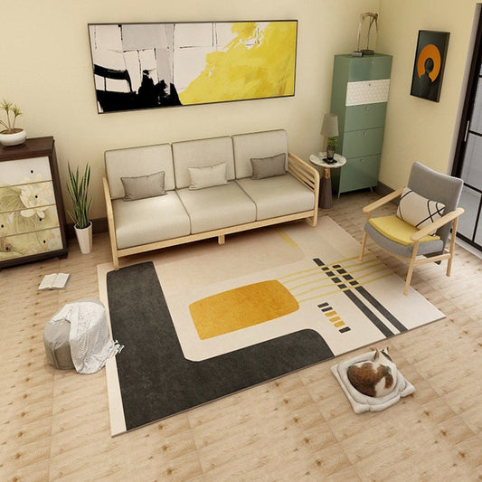 Vivolux | Futuristische geometrische Farbblockteppich Mehrfarbiger Polypropylen Teppich Haustierfreundlicher Fleckenresistenter Teppich für Wohnkultur
