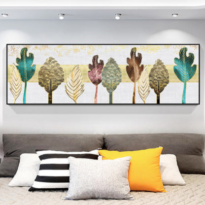 Vivolux | Bäume Leinwanddruck Schlafzimmer Illustration Botanische Wandkunst Dekor in Braun, Texturiert