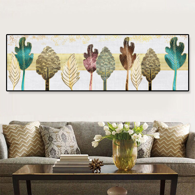 Vivolux | Bäume Leinwanddruck Schlafzimmer Illustration Botanische Wandkunst Dekor in Braun, Texturiert