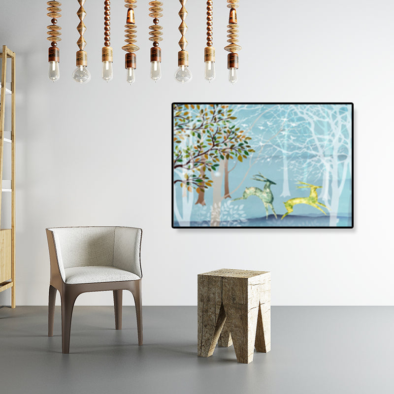 Vivolux | Zeichnung Druck Landschaft Wandkunst Texturiert Nordic Wohnzimmer Leinwand in Helle Farbe