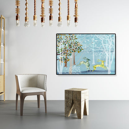 Vivolux | Zeichnung Druck Landschaft Wandkunst Texturiert Nordic Wohnzimmer Leinwand in Helle Farbe