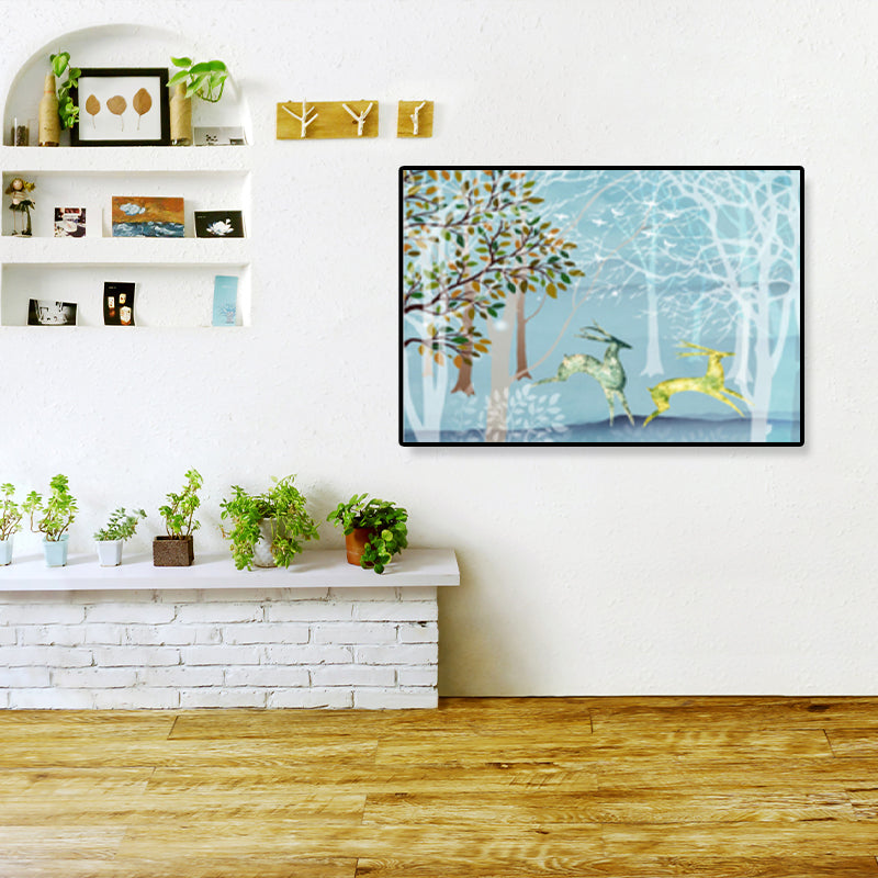 Vivolux | Zeichnung Druck Landschaft Wandkunst Texturiert Nordic Wohnzimmer Leinwand in Helle Farbe