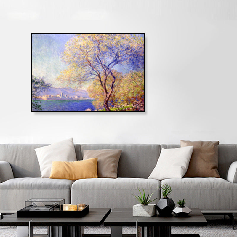 Vivolux | Zeichnung Druck Landschaft Wandkunst Texturiert Nordic Wohnzimmer Leinwand in Helle Farbe
