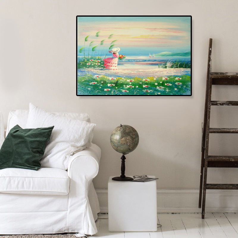 Vivolux | Zeichnung Druck Landschaft Wandkunst Texturiert Nordic Wohnzimmer Leinwand in Helle Farbe