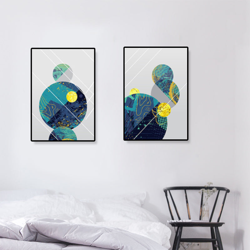 Vivolux | Geometrische Canvas Wandkunst Hellfarbe Nordischer Stil Wanddekoration für Treppen, Set von 2