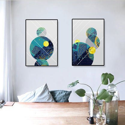 Vivolux | Geometrische Canvas Wandkunst Hellfarbe Nordischer Stil Wanddekoration für Treppen, Set von 2