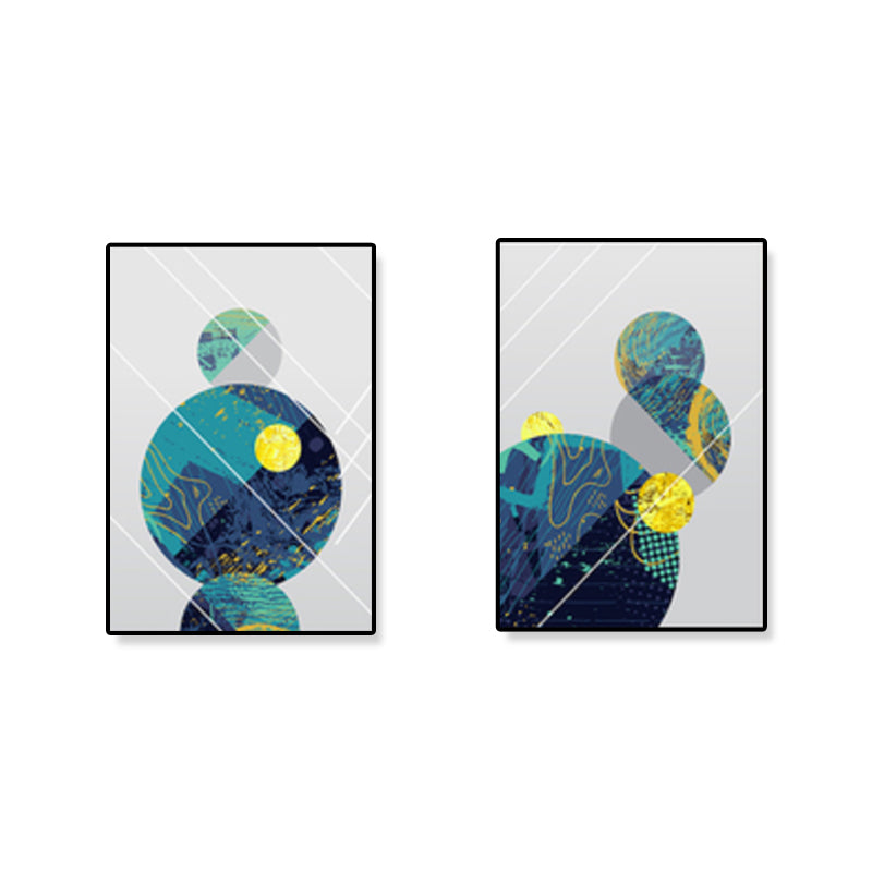 Vivolux | Geometrische Canvas Wandkunst Hellfarbe Nordischer Stil Wanddekoration für Treppen, Set von 2