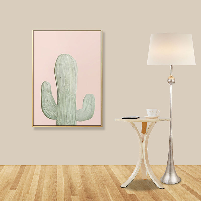 Vivolux | Grüne Kaktus Wandkunst Dekor Topfpflanze Nordischer Texturierter Leinwanddruck für das Wohnzimmer
