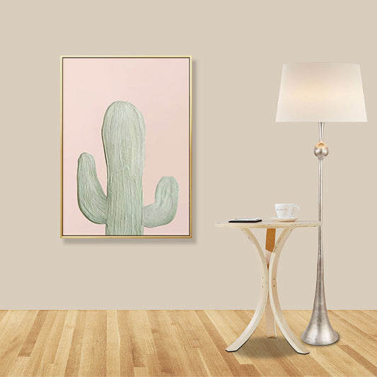 Vivolux | Grüne Kaktus Wandkunst Dekor Topfpflanze Nordischer Texturierter Leinwanddruck für das Wohnzimmer