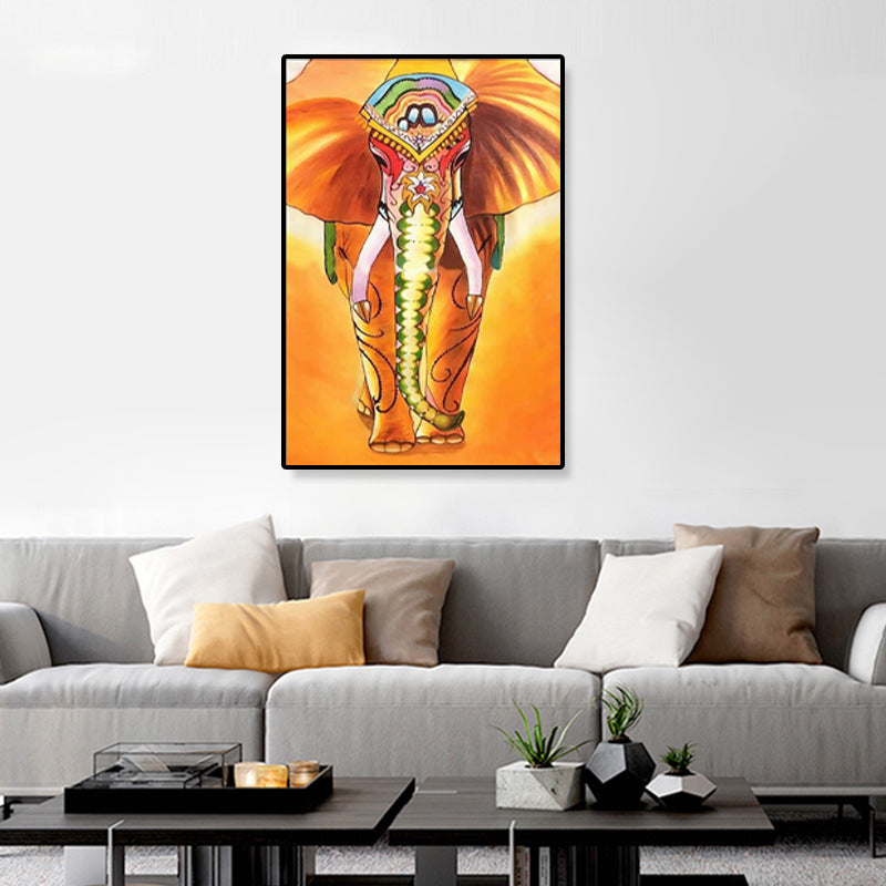 Vivolux | Asiatischer Stil Elefant Kunstdruck Leinwand Texturiert Weiche Farbe Wanddekoration für Flur