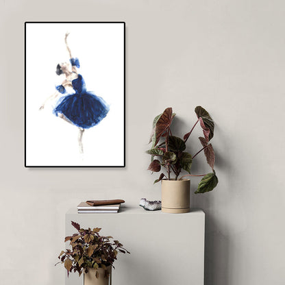 Vivolux | Pastellzeichnung Ballettmädchen Leinwand Tanz Nordische Texturierte Wandkunst Druck für Schlafzimmer
