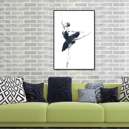 Vivolux | Pastellzeichnung Ballettmädchen Leinwand Tanz Nordische Texturierte Wandkunst Druck für Schlafzimmer