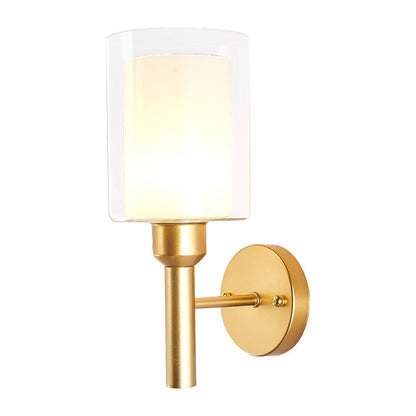 Vivolux | Retro-Stil Dual-Zylinder Wandlicht 1 Kopf Klare und Weiße Glas Wandleuchte Beleuchtung in Gold