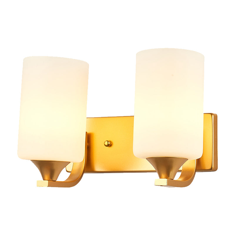 Vivolux | 2-Lampen Wandlamp Traditionele Cilindervormige Melkglazen Wandverlichting in Goud