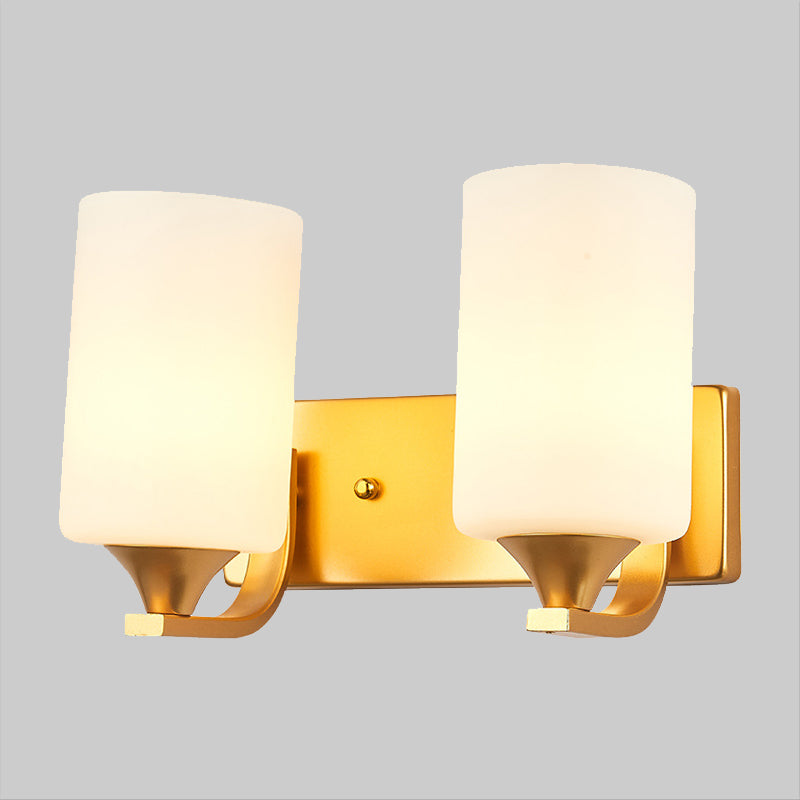 Vivolux | 2-Lampen Wandlamp Traditionele Cilindervormige Melkglazen Wandverlichting in Goud