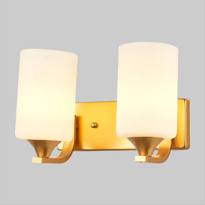 Vivolux | 2-Lampen Wandlamp Traditionele Cilindervormige Melkglazen Wandverlichting in Goud