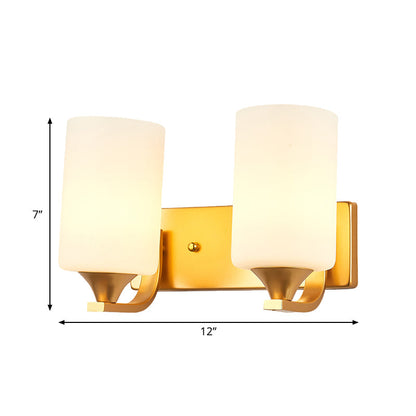 Vivolux | 2-Lampen Wandlamp Traditionele Cilindervormige Melkglazen Wandverlichting in Goud