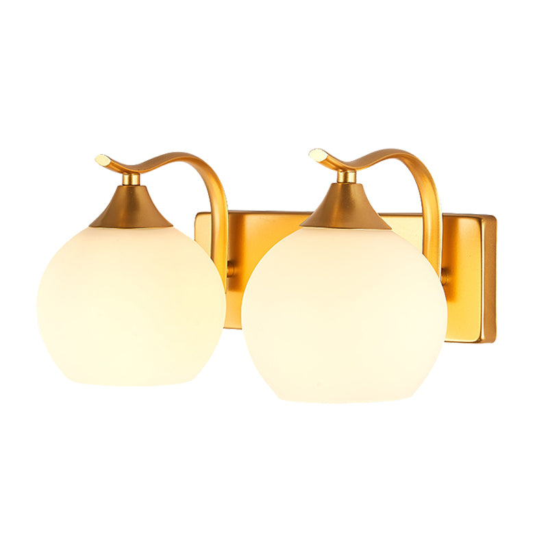 Vivolux | Sphere Wandleuchte Nachttisch Vintage Creme Glas 2-Licht Gold Wandmontage Beleuchtung