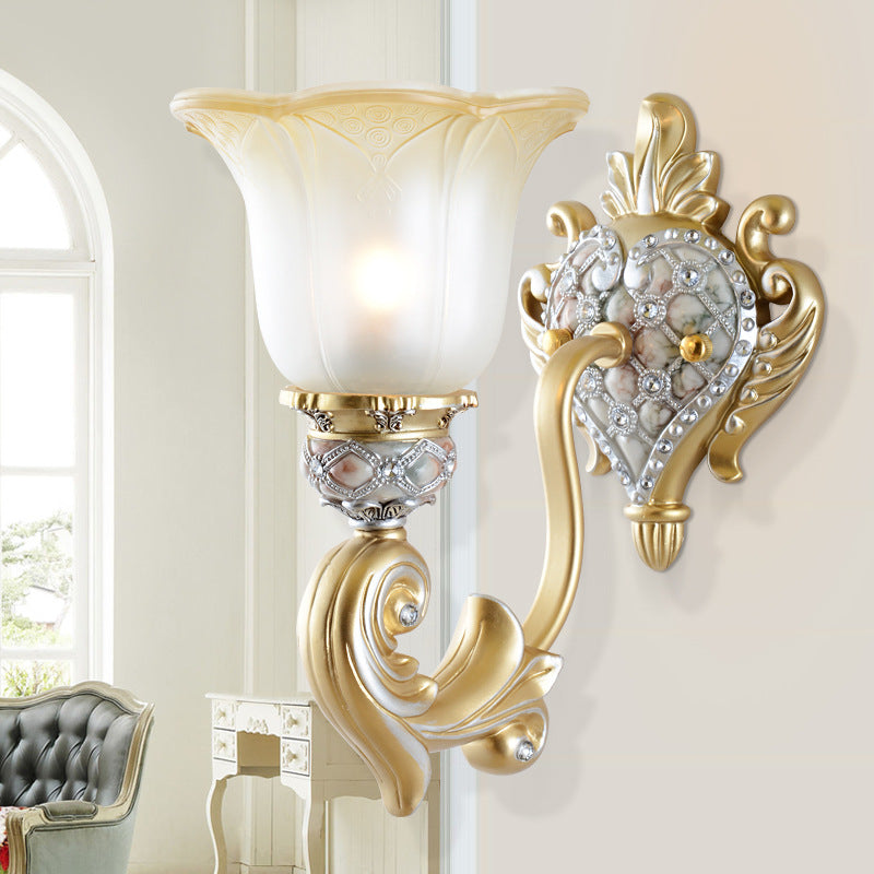 Vivolux | Einzelkopf-Blumen-Wandlampe Lager Weiß Satinierte Glas Wandbeleuchtung Idee mit Herzform Harz Decke