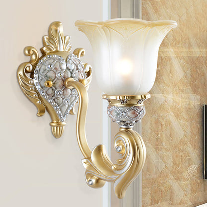 Vivolux | Einzelkopf-Blumen-Wandlampe Lager Weiß Satinierte Glas Wandbeleuchtung Idee mit Herzform Harz Decke