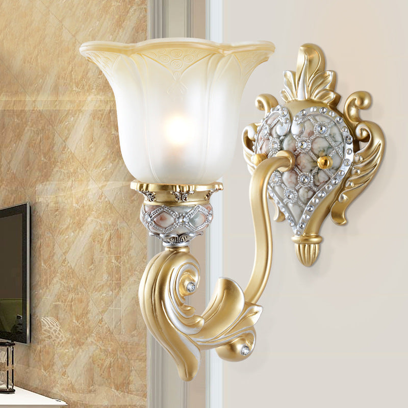 Vivolux | Einzelkopf-Blumen-Wandlampe Lager Weiß Satinierte Glas Wandbeleuchtung Idee mit Herzform Harz Decke