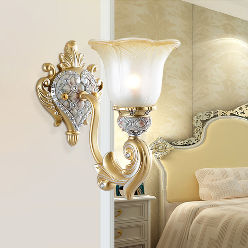 Vivolux | Einzelkopf-Blumen-Wandlampe Lager Weiß Satinierte Glas Wandbeleuchtung Idee mit Herzform Harz Decke