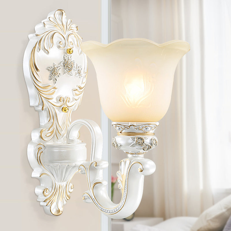 Vivolux | Crème Glas Witte Wandlamp Blossom 1/2-Kop Cottage Wandverlichting Fixture voor Woonkamer