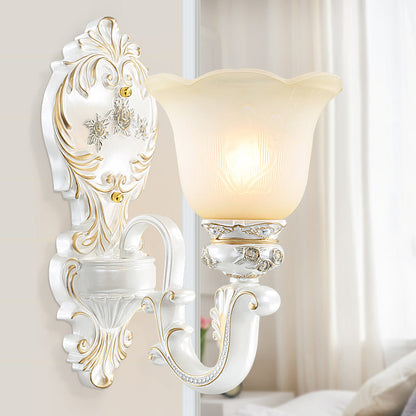Vivolux | Crème Glas Witte Wandlamp Blossom 1/2-Kop Cottage Wandverlichting Fixture voor Woonkamer