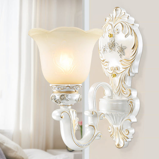 Vivolux | Crème Glas Witte Wandlamp Blossom 1/2-Kop Cottage Wandverlichting Fixture voor Woonkamer