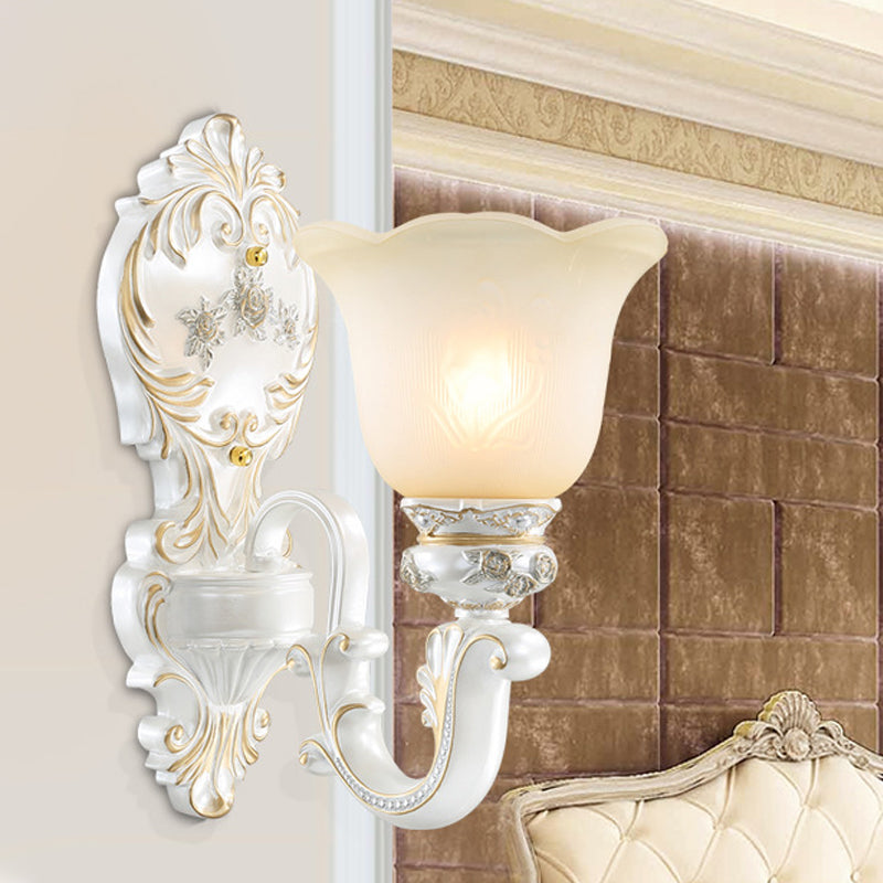 Vivolux | Crème Glas Witte Wandlamp Blossom 1/2-Kop Cottage Wandverlichting Fixture voor Woonkamer