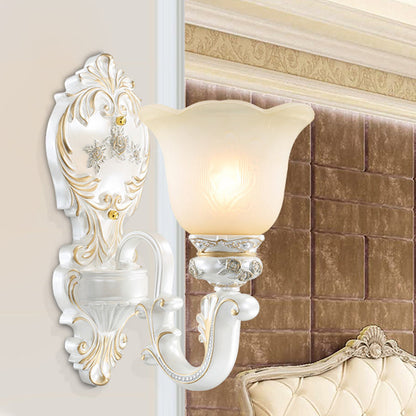 Vivolux | Crème Glas Witte Wandlamp Blossom 1/2-Kop Cottage Wandverlichting Fixture voor Woonkamer