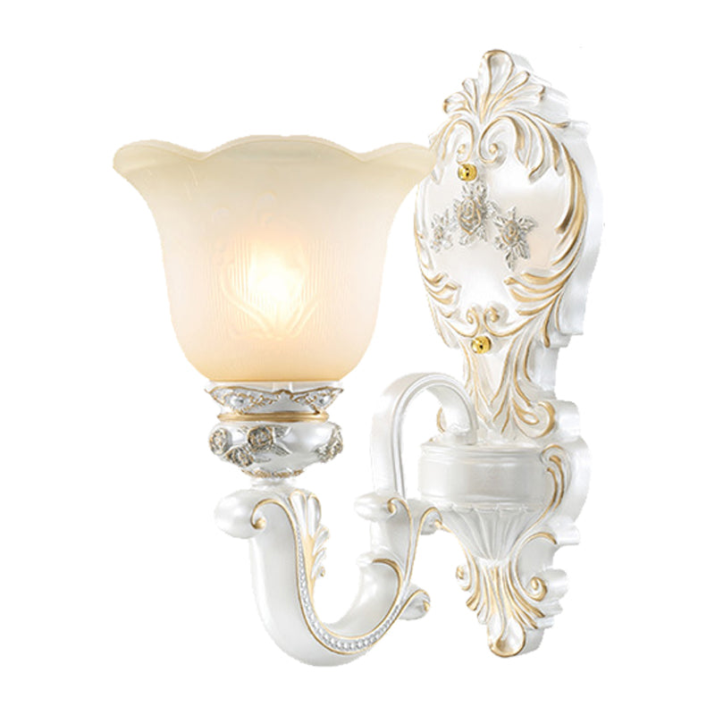 Vivolux | Crème Glas Witte Wandlamp Blossom 1/2-Kop Cottage Wandverlichting Fixture voor Woonkamer