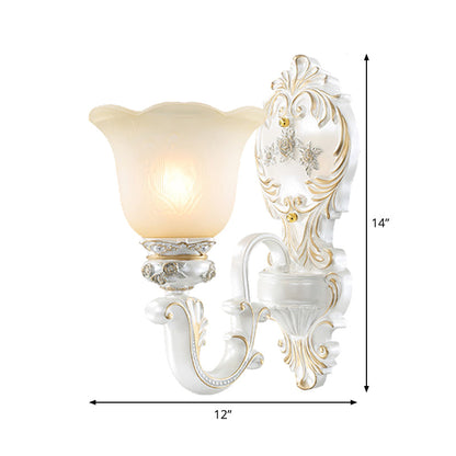 Vivolux | Crème Glas Witte Wandlamp Blossom 1/2-Kop Cottage Wandverlichting Fixture voor Woonkamer