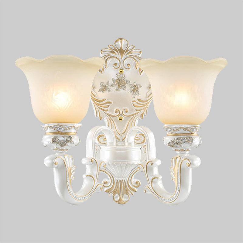 Vivolux | Crème Glas Witte Wandlamp Blossom 1/2-Kop Cottage Wandverlichting Fixture voor Woonkamer