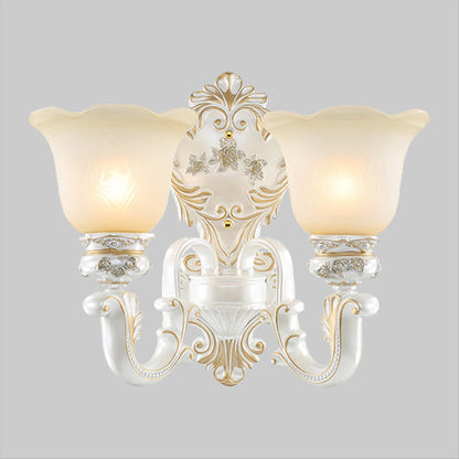 Vivolux | Crème Glas Witte Wandlamp Blossom 1/2-Kop Cottage Wandverlichting Fixture voor Woonkamer