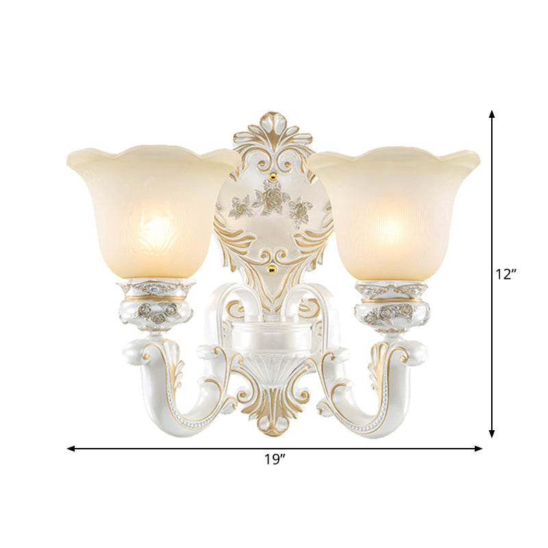 Vivolux | Crème Glas Witte Wandlamp Blossom 1/2-Kop Cottage Wandverlichting Fixture voor Woonkamer