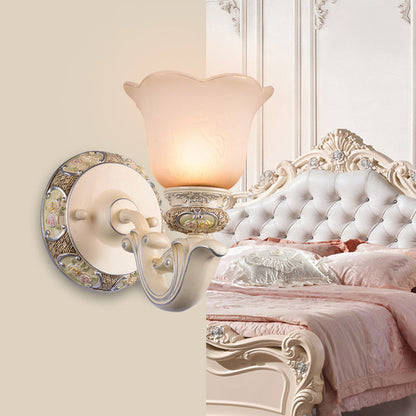 Vivolux | 1 Kopf Blumen Wandlicht Traditionelle Pink Opalin Glas Wandlampe für das Wohnzimmer