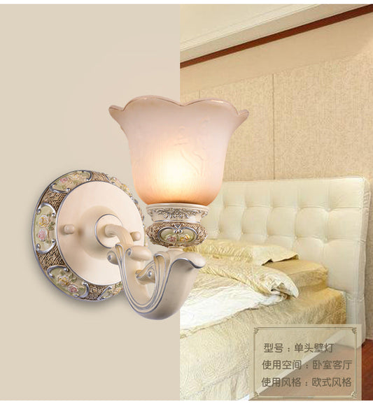 Vivolux | 1 Kopf Blumen Wandlicht Traditionelle Pink Opalin Glas Wandlampe für das Wohnzimmer