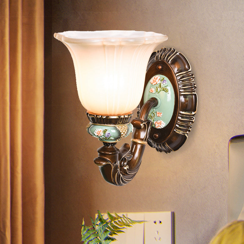 Vivolux | Frosted Glass Bruin Muur Lamp Geribbelde Bel 1/2-Lamp Landelijke Muur Wandlamp Verlichting voor Gastenkamer