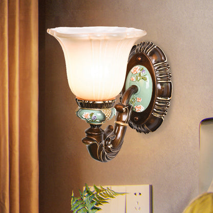 Vivolux | Frosted Glass Bruin Muur Lamp Geribbelde Bel 1/2-Lamp Landelijke Muur Wandlamp Verlichting voor Gastenkamer