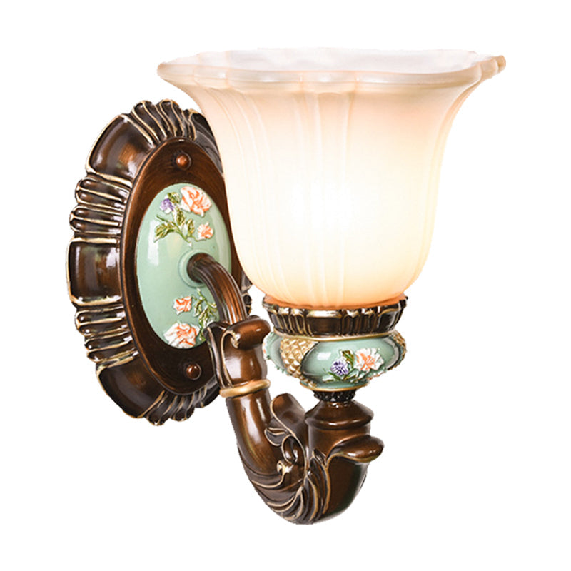 Vivolux | Frosted Glass Bruin Muur Lamp Geribbelde Bel 1/2-Lamp Landelijke Muur Wandlamp Verlichting voor Gastenkamer